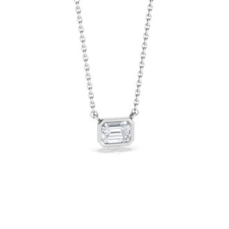 The Diamond Store Horizon Emerald Cut Lab Diamond Solitaire Necklace 0.50ct H/SI in 9K White Gold
