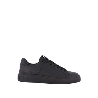 Balmain Black Leather Low-Top Trainers