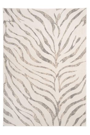 Kukoon Animal Print Plush Pile Black White Zebra Living Room Area Rug in Cream | Size: 280 cm x 380 cm