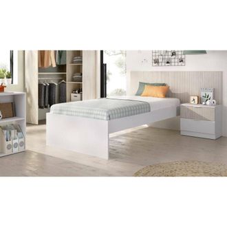 Dmora Cama Individual Guillermo, Sommier Para Dormitorio, Estructura De Cama Por Habitaci&oacute;n, Estructura Del Sostenedor Del Colch&oacute;n, 146x195 H106 Cm, Blanco 
