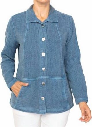 Habitat Sunwashed Jacquard Button Front Tunic In Twilight