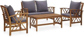 vidaXL Vidaxl - Muebles De Jard&iacute;n 4 Piezas Con Cojines Madera Maciza De Acacia