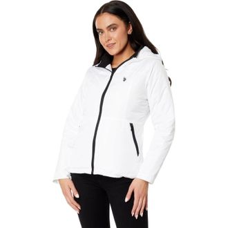 U.S.Polo Association U. S. Polo Assn. Ski Jacket Womens White Insulated Hooded Full Zip FROG722