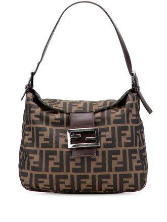 Fendi 1900s Zucca Double Flap canvas schoudertas - Bruin