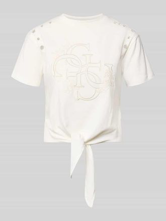 Guess Regular Fit T-Shirt mit Lochmuster in Weiss, Gr&ouml;&szlig;e XL