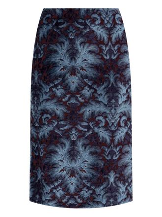 Stuart Weitzman Etro - Damask-Pattern Velvet Midi Skirt