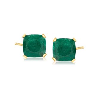 Ross-Simons Emerald Martini Stud Earrings in 14kt Yellow Gold