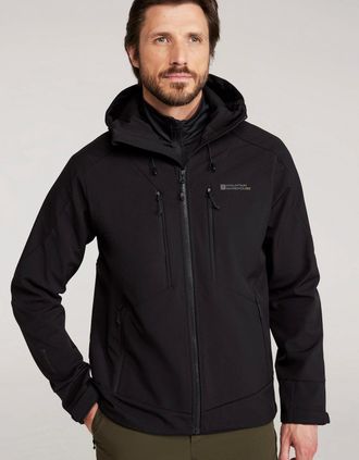 Mountain Warehouse Mens Mountain Warehouse Mens Radius Recycled Soft Shell Jacket - Black - Size: 40/Regular