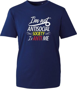 Generic Im Not Anti-Social Society is Anti Me T-Shirt, Funny Novelty Unisex Kids Adults Top (Navy, 4XL)