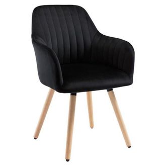 Vente-Unique Sedia con braccioli eleana - Velluto e Legno - Grigio