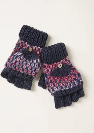 Fat Face FatFace Navy Space Dye Overflap Gloves