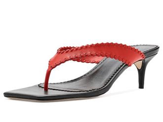 Cinq &agrave; Sept Frankie Kitten Heel Sandals Womens Sandals Bisou/Black : 10.5 M, Leather