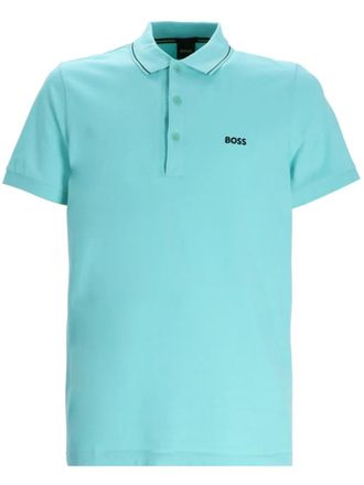 BOSS logo-embroidered polo shirt - Blue
