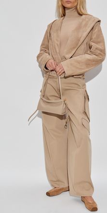 Alaia Suede Jacket With Hood, Womens, Beige