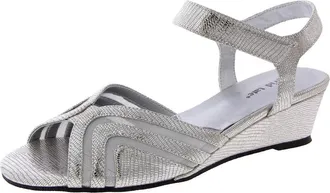 David Tate Admire Sandals Women 2E Silver Lizard Leather Wedge Heel ZOGG3573