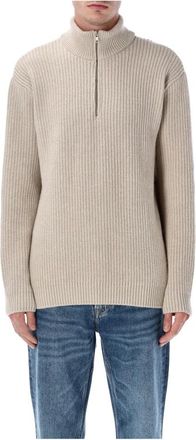 Colorful Standard Quarter Zip Sweater - Heren - Coltruien - Beige - XL - Wol - Truien & Vesten