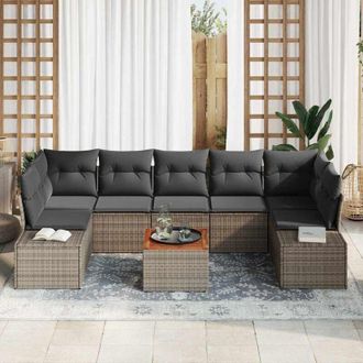 vidaXL Conjunto De Sof&aacute; De Jard&iacute;n 8 Pcs Gris Vidaxl