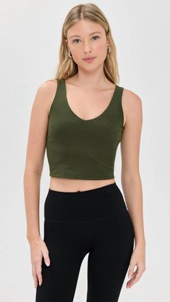 Beyond Yoga Spacedye Good Day Cropped Tank Top In Army Green Heather