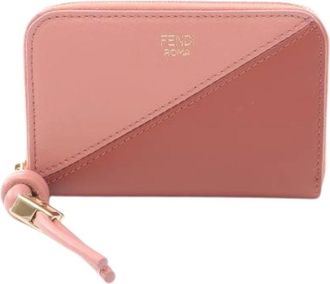 Fendi Pre-owned Wallets, female, Pink, Size: ONE SIZE Pre-owned FF Diamond Leather Zip Around Wallet