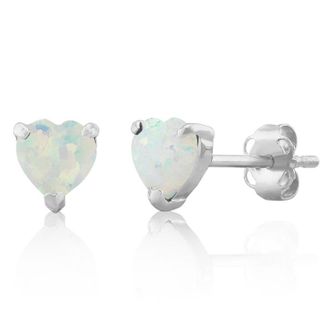 MAX + STONE 14K White or Yellow Gold 3 Prong Heart Shape Gemstone Stud Earrings