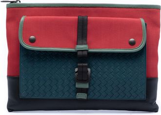 Bottega Veneta Pre-owned Womens Canvas And Nappa Intrecciato Clutch - Red Textile - One Size