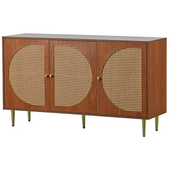 Urban Meuble Aparador efecto madera nogal 3 puertas rat&aacute;n tiradores pies dorados