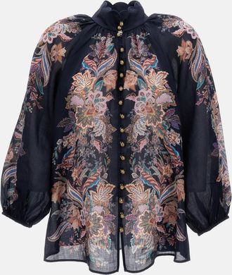 Zimmermann Blue Rhiannon printed blouse