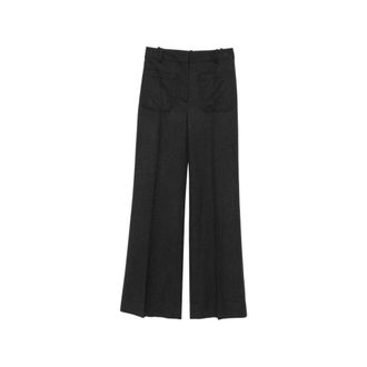 Victoria Beckham Wijde broek - Dames - Wijde Broeken - Zwart - 2XS - Leer - Broeken