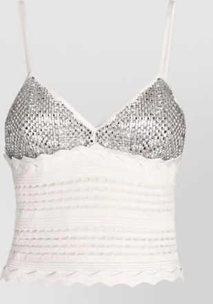 Genny rhinestone mesh cropped top spaghetti straps