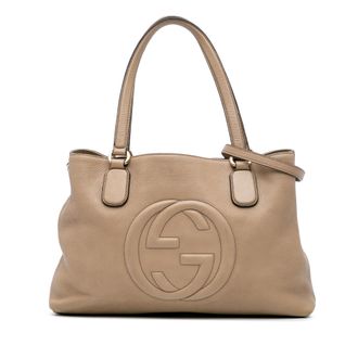 Gucci Pre-owned Womens Soho Tote Signature Logo - Tan Leather - One Size