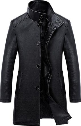 Generic Leather Trench Coat Mens - Men rain Coat Windbreaker Waterproof Hiking Jacket Stand Collar Warm Hiking Jacket Men Long Sleeve Mens Coat Smart Casual S