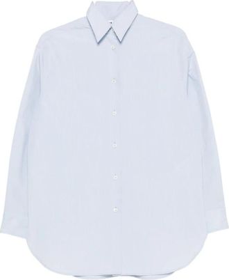 Jil Sander Katoenen Poplin Shirt - Dames - Overhemden - Blauw - L - Katoen - Overhemden