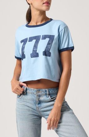 Spiritual Gangster Good Karma 777 Graphic Cropped T-Shirt in Blue Mist at Nordstrom, Size X-Small