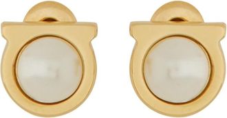 Ferragamo Golden Gancini Stud Earrings
