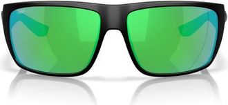 Costa Fly Line 64mm Sunglasses in Matte Black /Green at Nordstrom