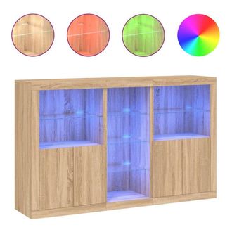 Berkfield Home Sideboard with LED Lights Sonoma Oak 162x37x100 cm in Brown | Size: 162 x 37 x 100 cm