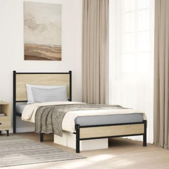 vidaXL Estructura De Cama Sin Colch&oacute;n Metal Roble Sonoma 90x190 Cm Vidaxl