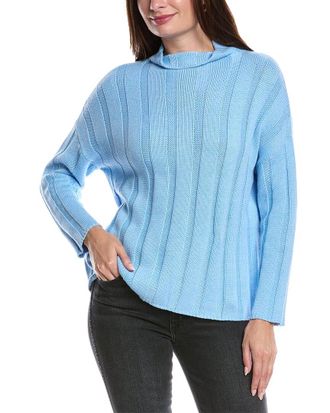 Fort&eacute; Cashmere Rib Funnel Neck Sweater