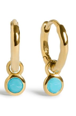 Monica Vinader Birthstone Huggie Hoop Earrings in 18K Gold Vermeil/turq at Nordstrom