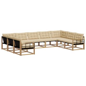 vidaXL Set Di Divani Da Esterno 9 Pz Bianco E Beige Vidaxl