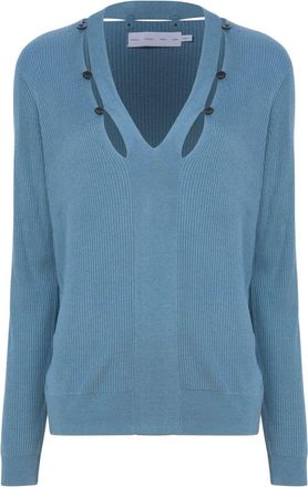 Proenza Schouler Elsie cut-out jumper - women - Viscose - L - Blue