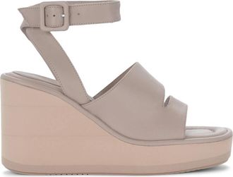 Paloma Barcel&oacute; Rizia Tortora Leren Sandaal - Dames - Sleehakken - Grijs - 41 EU - Leer - Schoenen