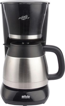 Silva Homeline Thermo-Kaffeemaschine, Schwarz, Edelstahlfarben, Metall, 1 l,1000 ml, 17.8x32.4x26.2 cm, Warmhalteplatte, rutschfester Stand, K&uuml;chenger&auml;te, Kaffeemasc