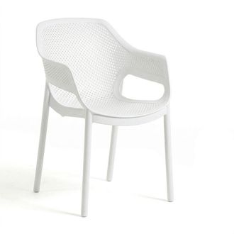 Siediti Fuori e Dentro Set de 6 sillas apilables en resina con reposabrazos blanco