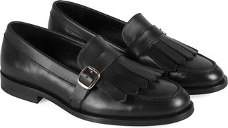Desa Womens Leather Slip-Ons - Flat Heel, Breathable | Black - 38