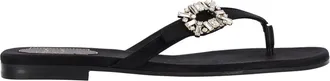 Roger Vivier Black Satin Crystal Slides Sandals