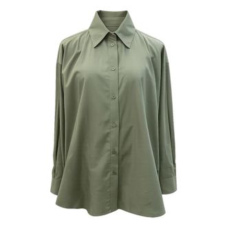 Simona Corsellini Shirts, female, Green, Size: XS Camicia con collo italiano e aperture sul dietro
