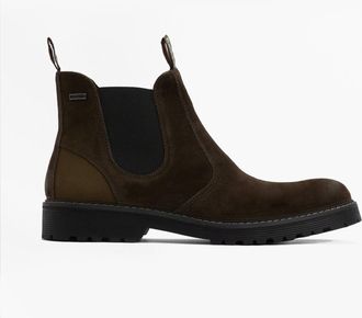 Barbour Patton Mens Chelsea Boots Oiled Brown Suede Leather - Size UK 12