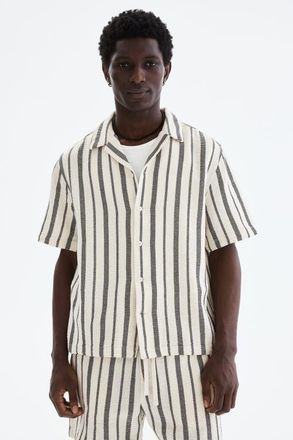 H&M Regular Fit Shirt in Black/striped at Nordstrom, Size Xx-Large