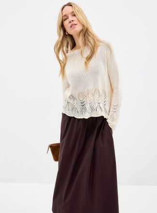 Contemporaine Womens Scalloped openwork bell-sleeve sweater Exclusive collection from Italy